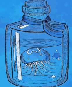 Blue Jellyfish In Bottle Paint By Numbers