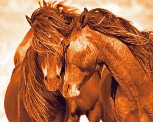 Brown Horse Couple Paint By Numbers