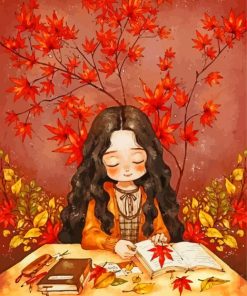 Cartoon Autumn Girl Paint By Numbers