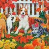 Cats And Dogs In Autumn Paint By Numbers