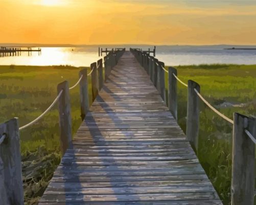 Chincoteague Boardwalk At Sunset Paint By Numbers