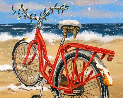 Christmas Old Bike Paint By Numbers