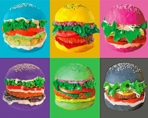 Colorful Burgers Paint By Numbers