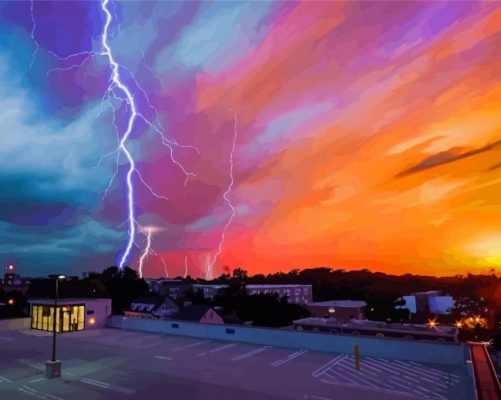 Colorful Lightning Skyscapes Paint By Numbers