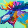 Colorful Moose Head Art Paint By Numbers