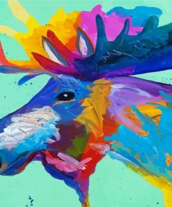 Colorful Moose Head Art Paint By Numbers