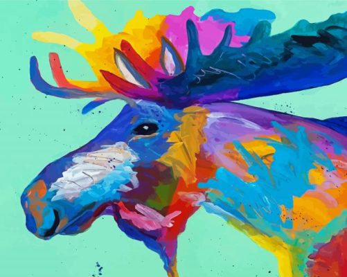 Colorful Moose Head Art Paint By Numbers