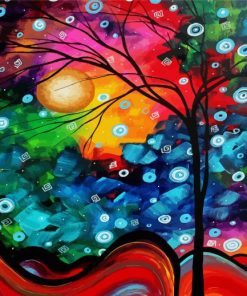 Colorful Tree Branches Paint By Numbers