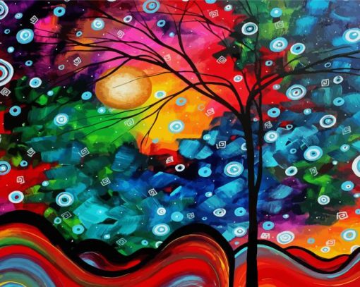 Colorful Tree Branches Paint By Numbers