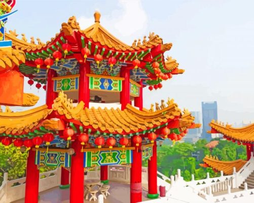 Colorful Thean Hou Temple Paint By Numbers