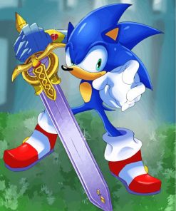 Cool Sonic With Sword Paint By Numbers