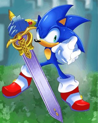 Cool Sonic With Sword Paint By Numbers