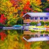 Cottage New England In The Fall Paint By Numbers