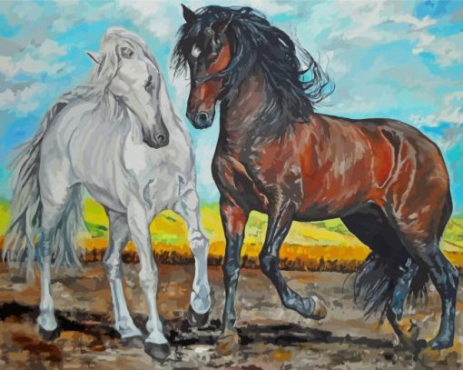 Cute Couple Horses Paint By Numbers