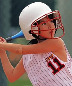 Cute Girl Softball Paint By Numbers