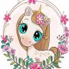 Cute Cartoon Unicorn With Flowers Paint By Numbers