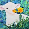 Cute Lamb And Flowers Paint By Numbers