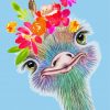 Cute Ostrich And Flowers Paint By Numbers