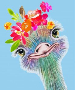 Cute Ostrich And Flowers Paint By Numbers