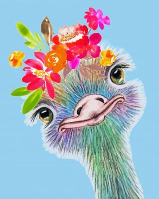 Cute Ostrich And Flowers Paint By Numbers