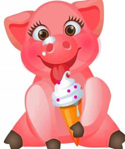 Cute Pig Ice Cream Paint By Numbers