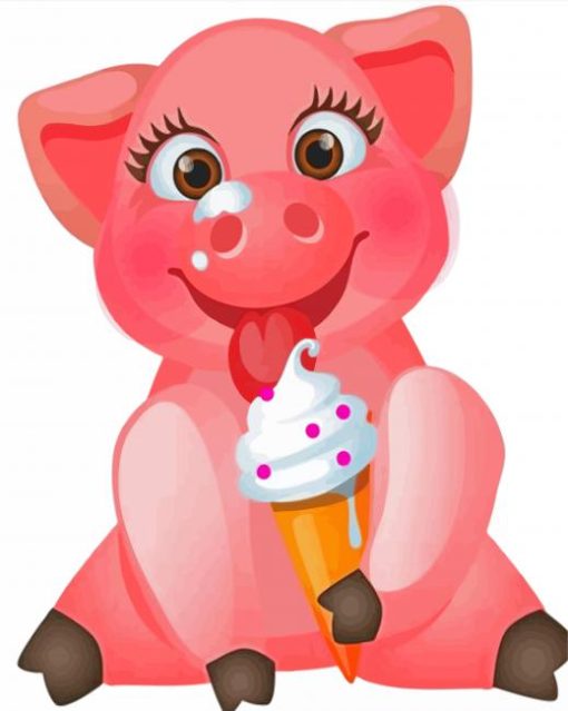 Cute Pig Ice Cream Paint By Numbers