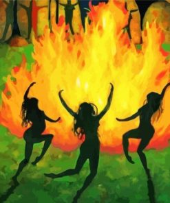 Dancing Witches Silhouette Paint By Numbers