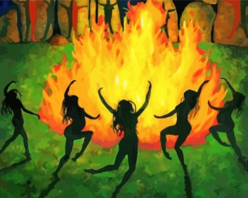 Dancing Witches Silhouette Paint By Numbers