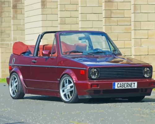 Dark Red VW Cabriolet Paint By Numbers