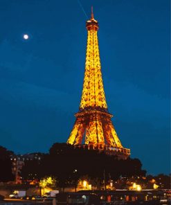 Eiffel Tower Light At Night Paint By Numbers