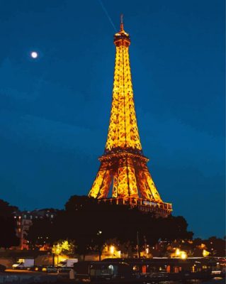 Eiffel Tower Light At Night Paint By Numbers