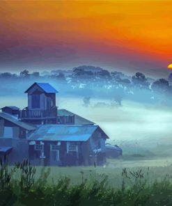 Farm Misty Sunrise Paint By Numbers