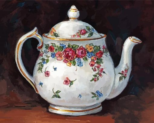 Floral Victorian Teapot Art Paint By Numbers