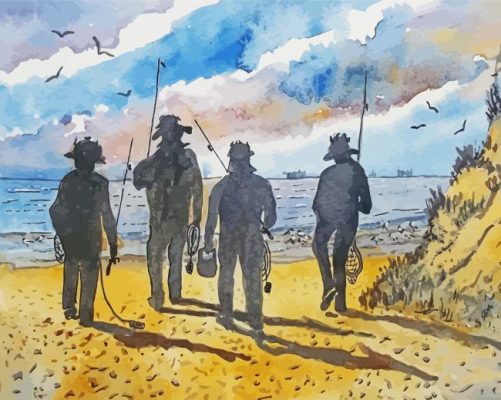 Four Friends Fishing Art Paint By Numbers