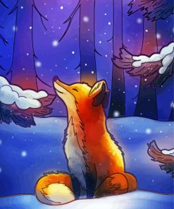 Fox In Snow Forest Art Paint By Numbers