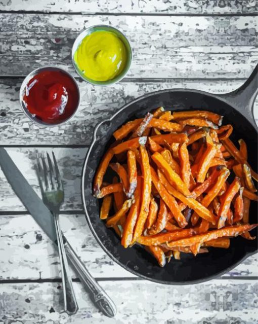 French Fries With Sauces Paint By Numbers