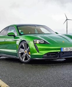 Green Porsche Taycan Car Paint By Numbers