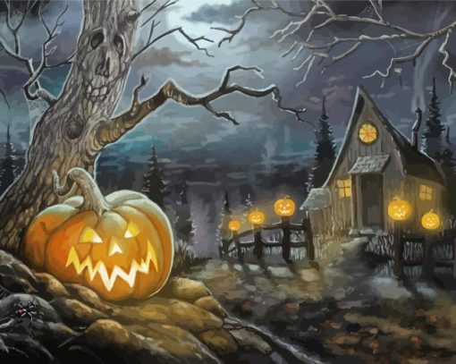 Halloween Home Landscape Paint By Numbers