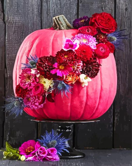 Halloween Pumpkins And Flowers Paint By Numbers