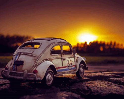 Herbie VW Car Sunset Paint By Numbers