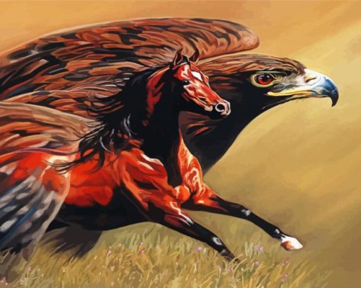 Horse With Eagle Bird Paint By Numbers