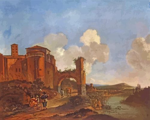 Italian Landscape With Ss Giovanni E Paolo In Rome By Jan Asselyn Paint By Numbers