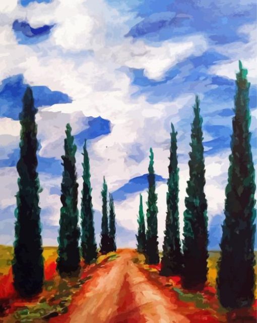 Italian Cypress Trees Art Paint By Numbers