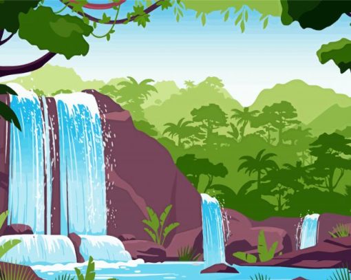 Jungle Waterfall Paint By Numbers