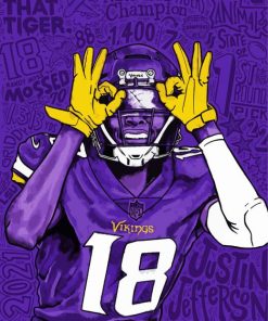 Justin Jefferson Vikings Player Art Paint By Numbers