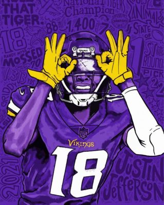 Justin Jefferson Vikings Player Art Paint By Numbers