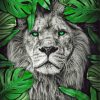 Lion In Green Leaves Paint By Numbers