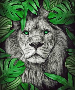 Lion In Green Leaves Paint By Numbers