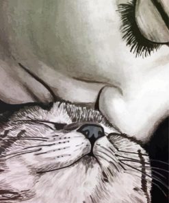 Monochrome Kissing Cat Paint By Numbers