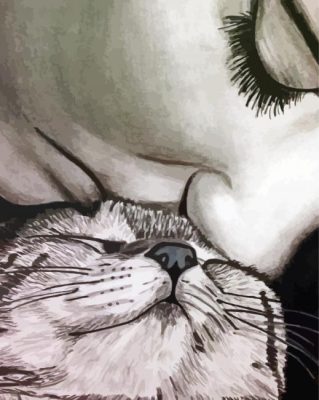 Monochrome Kissing Cat Paint By Numbers